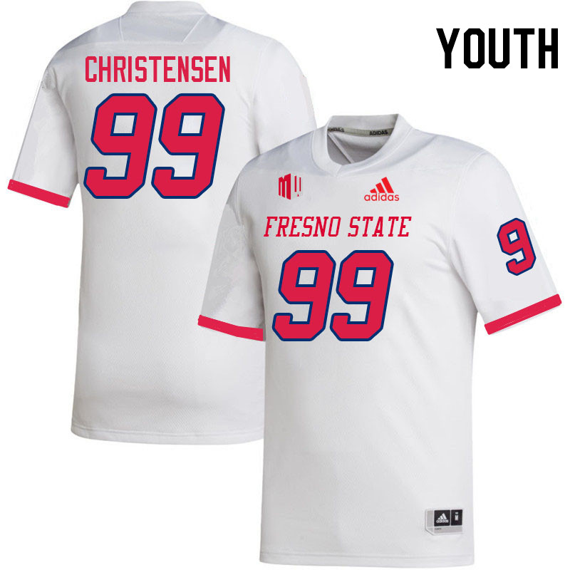 Youth #99 Ezra Christensen Fresno State Bulldogs College Football Jerseys Stitched Sale-White - Click Image to Close